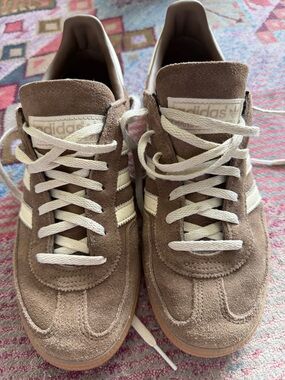 adidas Handball Spezial Brown Suede Sneakers with Cream Stripes